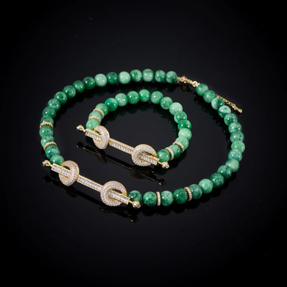 015810 Beaded Choker for Women Color Natural Stone Necklace Set Daily Wear Ceremony Engament Cocktail Party Jewelry Accessories