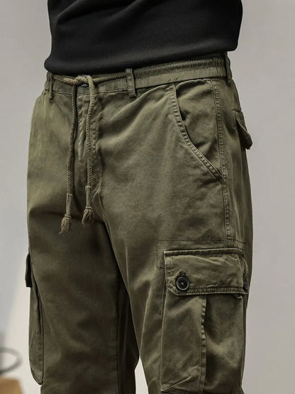 2025 New Multi-Pockets Spring Summer Cargo Pants Men Streetwear Zipper Leg Skinny Work Joggers Cotton Casual Tactical Trousers