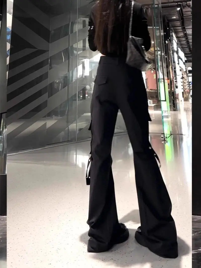 High Waist Design Bell-bottomed Trousers Darkness Style Jeans for Women