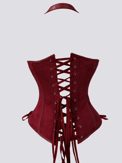 Steampunk Corsets And Bustiers Sexy Halterneck Synthetic waist trainer Gothic Red Corset Top Women Outwear Corselet