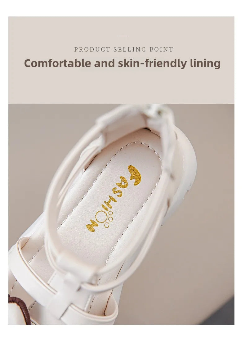 Girls Sandals Summer 2025 New Fashion Children Roman Shoes Middle and Large Children Soft Open Toe Little Girl Princess Shoes