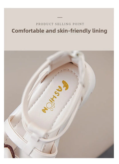 Girls Sandals Summer 2025 New Fashion Children Roman Shoes Middle and Large Children Soft Open Toe Little Girl Princess Shoes