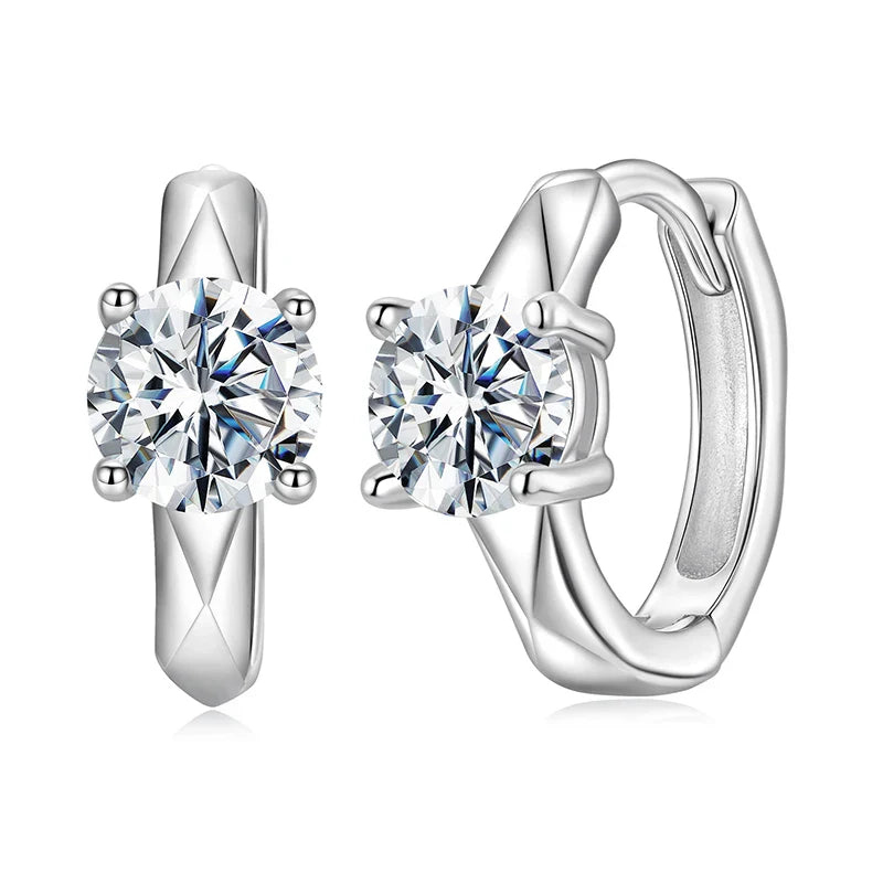 0.5CT Sparking Moissanite Hoop Earrings Geometri Huggie Earring 925 Sterling Silver Jewelry for Women Hypoallergenic Gift