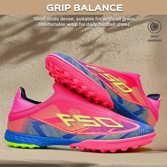 TF Football Shoes Kids Boys Girls PU Upper Durable Rubber Sole Anti-slip Wear-resistant Training Sneakers