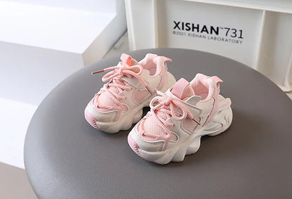 Sports Shoes for Children Baby Girls Shoes Kids Shoes Boys Chunky Sneakers Toddler Lace-up Casual Shoes Thick Bottom Sneakers