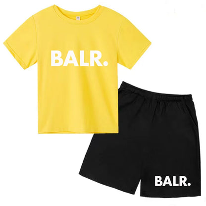Kids T-shirt Summer Sunshine Brand Monogram Print Short Sleeve+Shorts 2P Boys Girls Toddler 3-12years Leisure Sports Jogging Set