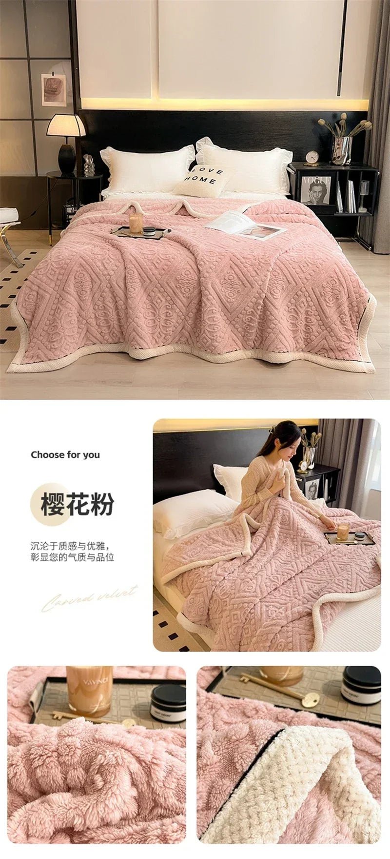 New Carved Velvet Warm Autumn Winter Blanket for Bed Soft Fluffy Sofa Blankets Warmth Cozy Coral Flannel Sofa Cover Blanket Nap