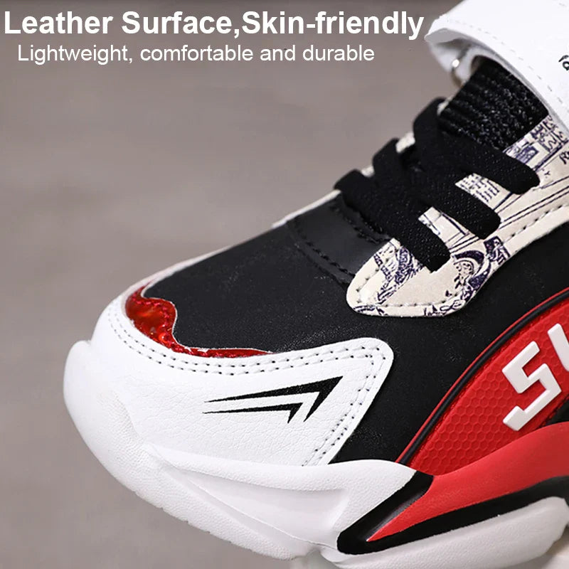 Sport Kids Sneakers Boys Casual Shoes For 5-16Years Old Children Tennis Leather Non Slip Fashion Running Shoes