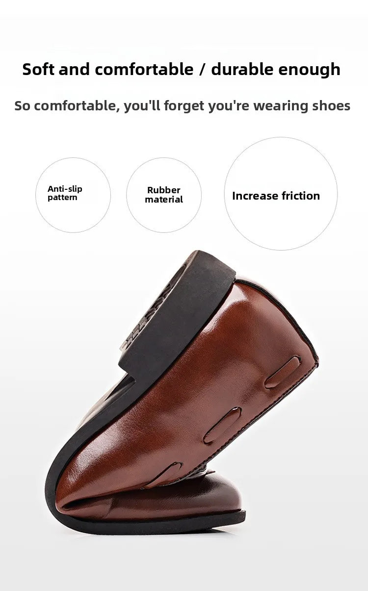Summer New Large Size Men's Leather Shoes Business Formal Casual Wedding Knot Shoes round Toe Flat Heel Rubber Outsole