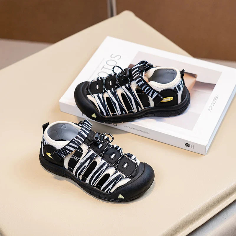 Boys Girls Casual Toes Capped Shoes Soft Sole Kids Sport Sandals Non-slip Children Summer Beach Shoes Classic Pull Rope 2025 New