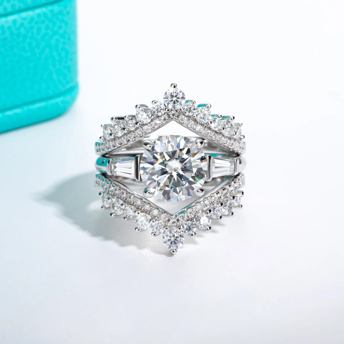 3ct Moissanite Engagement  Ring  D Color 925 Sterling Silver With Certificate 3-Stone Wedding Rings For Women