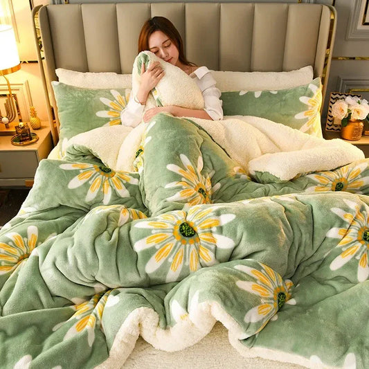 New Super Thick Winter Warm Blanket for Bed Artificial Lamb Cashmere Weighted Blankets Soft Comfortable Warmth Quilt Comforter