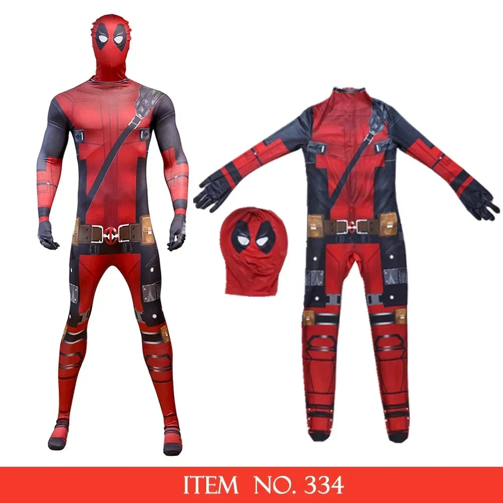 Deadpool Child Costume Halloween Costumes Kids Men Adult Superhero Bodysuit Jumpsuit Children Cosplay Costume Swords Accessories