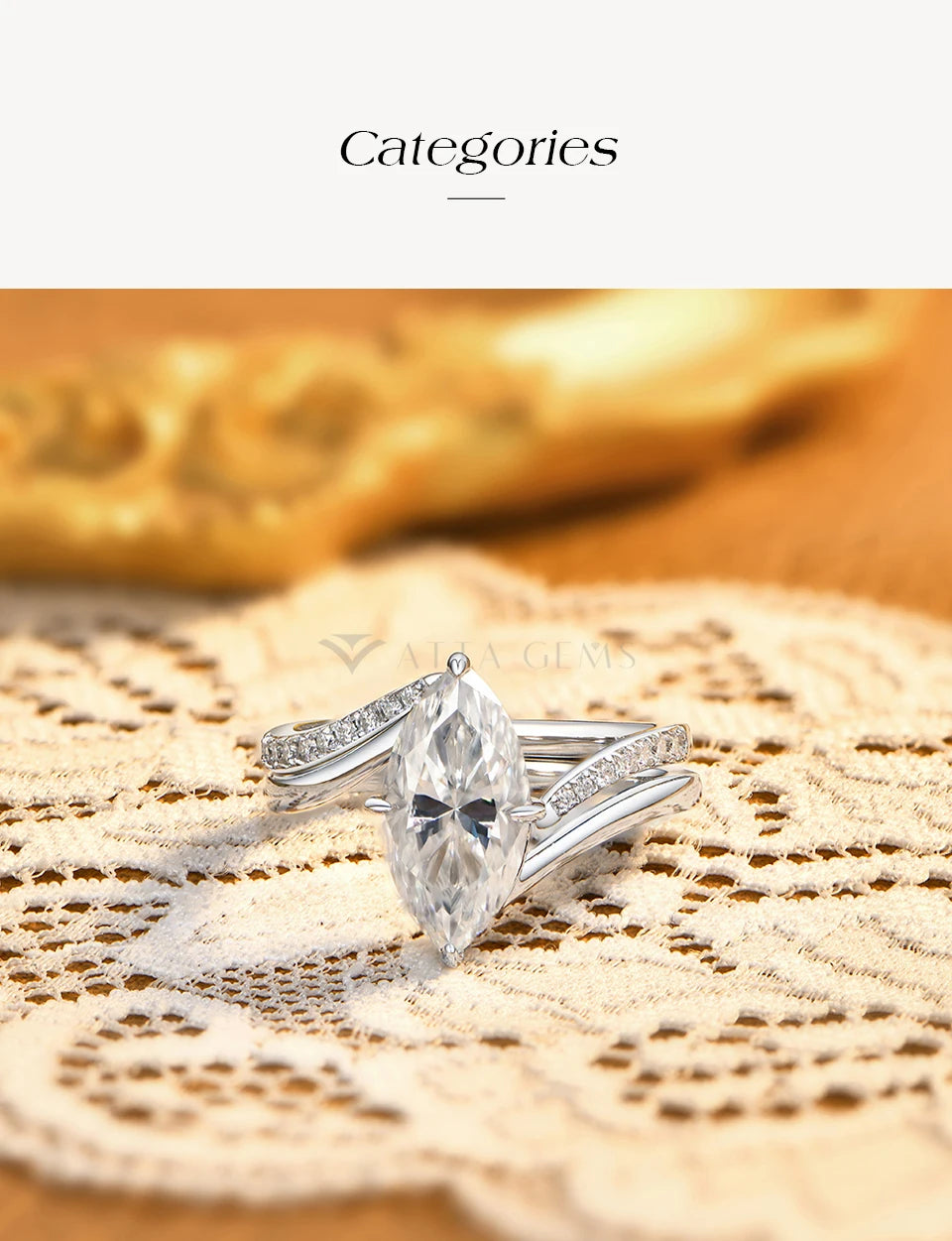 Luxury Marquise Cut Moissanite Stacking Rings S925 Silver Split Shank Engagement Band Women Bridal Sets Wedding Jewelry