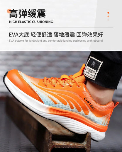 Soft-soled non-slip safety shoes four seasons models men's anti-smash anti-puncture steel head safety shoes new models