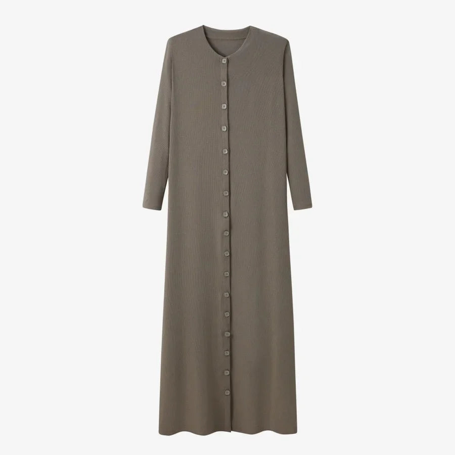 Maxi dress woman fashion V neck comfortable button dress