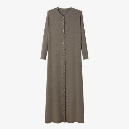 Maxi dress woman fashion V neck comfortable button dress