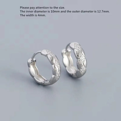 925 Sterling Silver Earring Colorful Dripping Oil Material Ear Ring Ear Buckle Rhombus Shape Trend Wild Girl Women Boy Ear Jewel