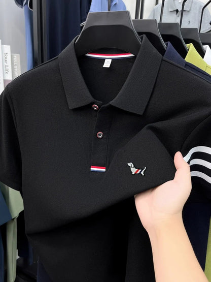 Summer 100% cotton short sleeve polo shirt men designer high-end brand cute dog embroidery Korean casual golf fashion T-shirt