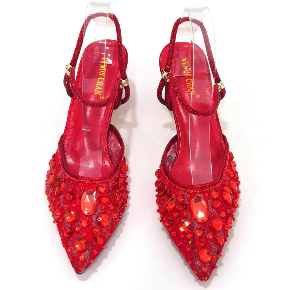 Newest INS Style Lace Elegant High Heels Pointed-Toe Nigeria Popular Design African Ladies Shoes And Bag Set