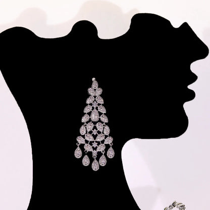 Gorgeous CZ Crystal Zirconia Luxury Silver Color Necklace Europe Bridal Wedding Party Dubai Jewelry Set for Women 2024
