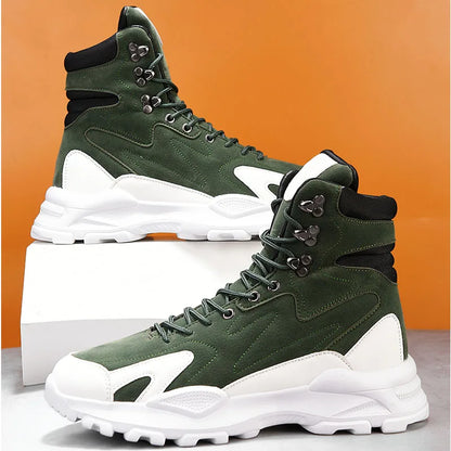 Fashion Men's Boots Comfortable Men Casual Shoes Breathable High Top Sneakers for Men Outdoor Non Slip Mens Ankle Boots Platform
