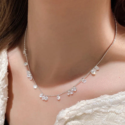 100% S925 Silver High Carbon Diamond Bead Bracelets Necklace Sparkling Zircon Hand Chain for Women Party Fine Jewelry Gift