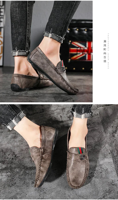 Men Driving Shoe Leather High Quality Breathable Slip on Men Casual Shoes Comfortable Light Men Loafers Formal Men Dress Shoes