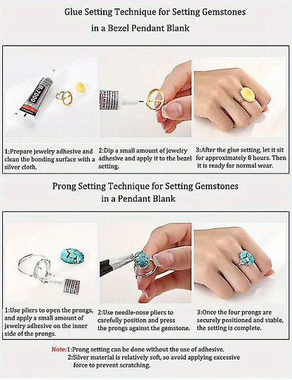 1pc 3-15mm Round 4 Prong Ring Settings Solid 925 Sterling Silver Rose Golden Ring Bezel For Gemstone