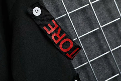New Men's Hoodies Sweatshirt Autumn Casual Techwear Hip Hop Harajuku Hoodie Men Ribbons Patchwork Japanese Streetwear Darkwear