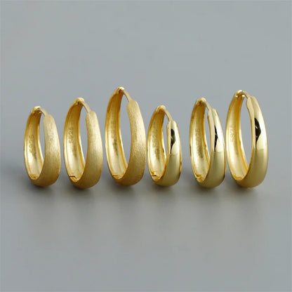 925 Sterling Silver Simple Statement Matte Large Huggies Hoop Earrings for Men Women Fine Gothic Punk Charms S925 Jewelry