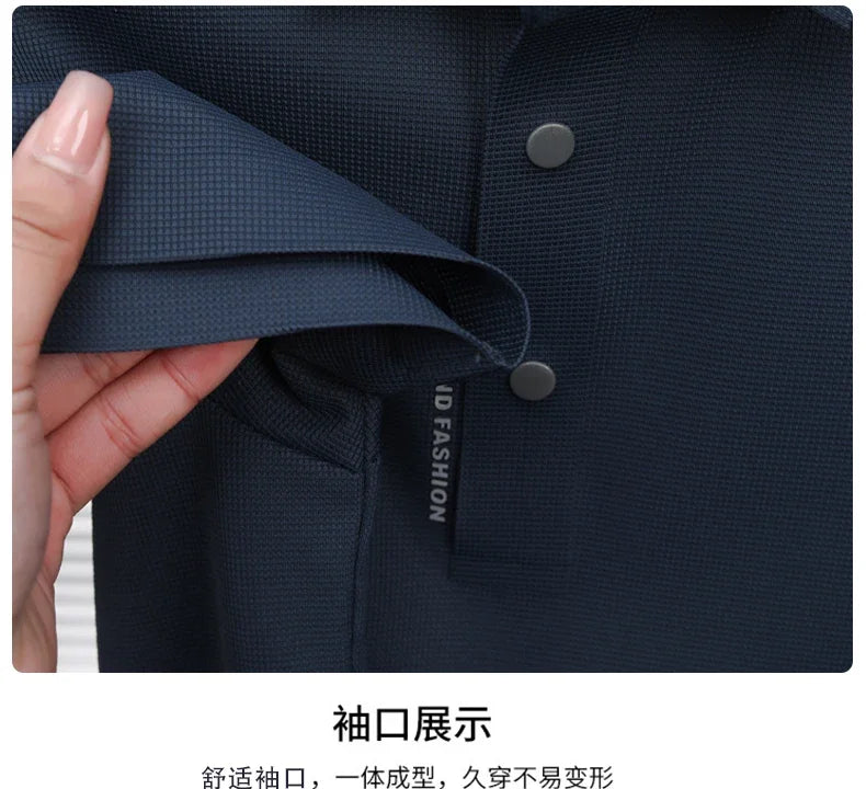 Men's Seamless Knit Polo Shirt - Summer Short Sleeve, Stretch Polyamide Spandex Blend Business Casual T-shirt