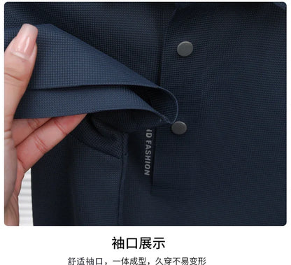 Men's Seamless Knit Polo Shirt - Summer Short Sleeve, Stretch Polyamide Spandex Blend Business Casual T-shirt