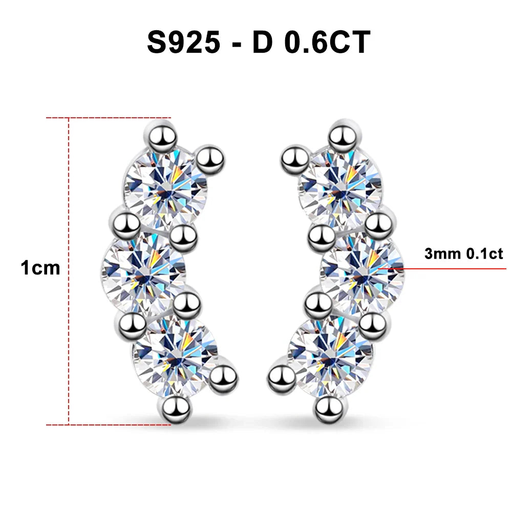 D VVS1 Full Moissanite Earrings for Women Classic Trendy Party Daily Wear GRA Certified s925 Sliver Plated 18k Earring