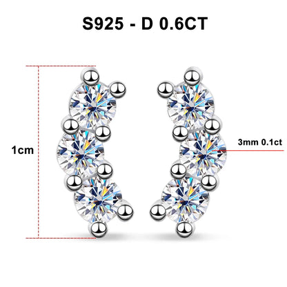 D VVS1 Full Moissanite Earrings for Women Classic Trendy Party Daily Wear GRA Certified s925 Sliver Plated 18k Earring