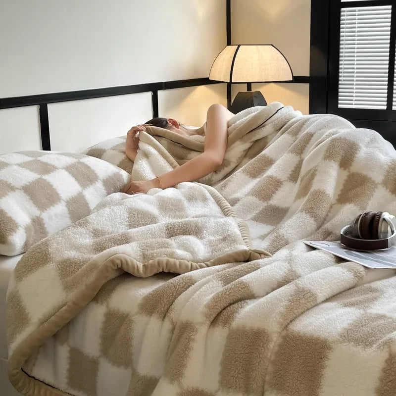 New Shumian velvet thickened warm coral velvet blanket, milk velvet long velvet light luxury blanket blanket