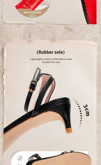 Womens Sandals Round Open Toe Kitten Heels Adjustable Ankle Strap Low Heels Heeled Sandals for Women CHCH Summer Dress Shoes 3cm