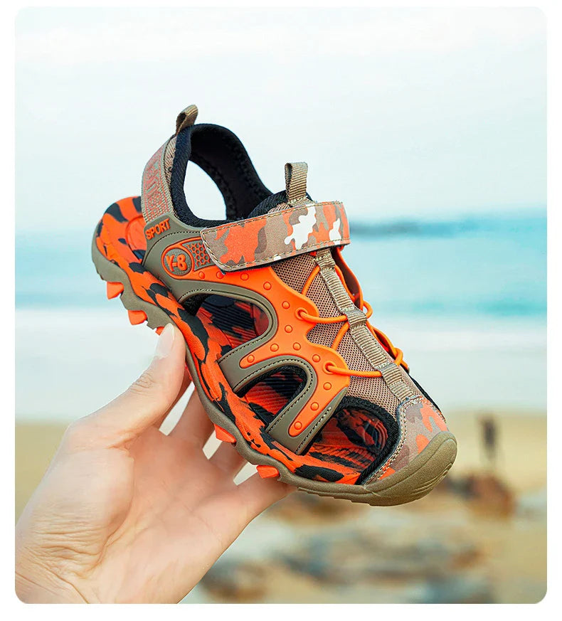 Fashion Kids Sandals Boy Water Shoes Closed Toe Rubber Sole Outdoor Hiking Sneaker Summer Sports  Beach Sandals for Boy