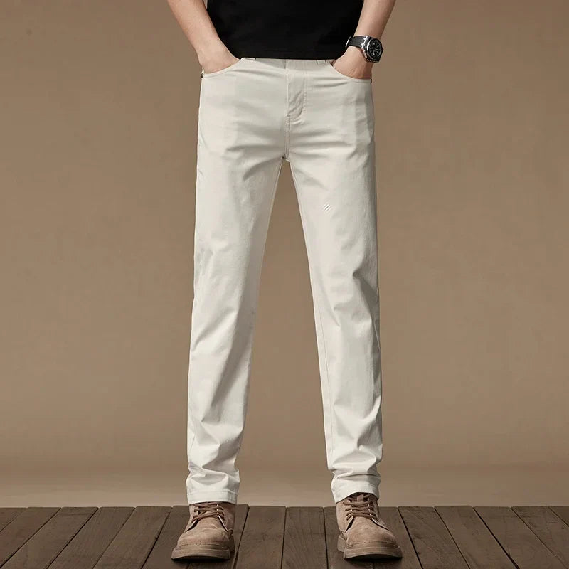 2024 New Autumn Men's Business Casual Trousers Work Pants Male Formal Dress Pants Straight Men's Clothes Black Gray Apricot