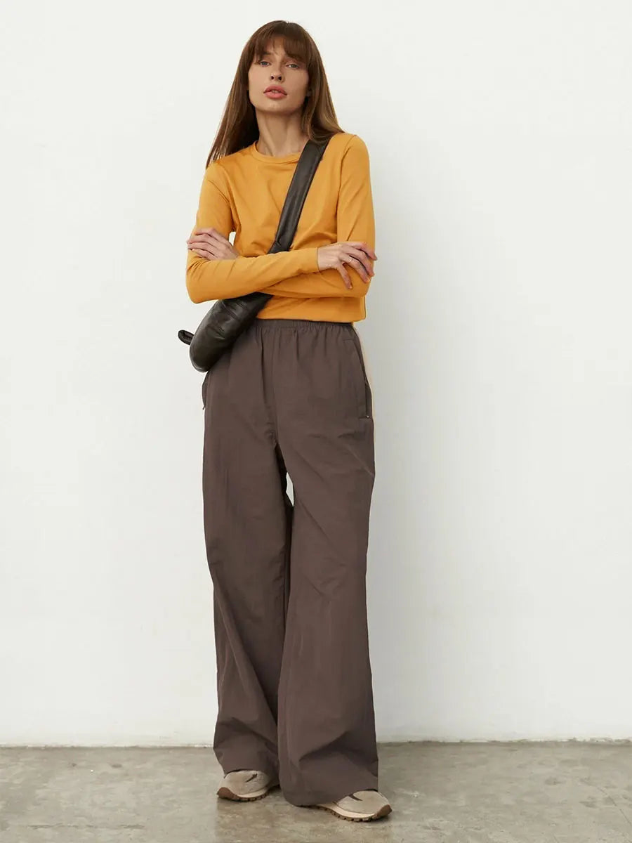 Women's Spring Autumn 100% Cotton T-shirt Bottoming Basic Solid Lady Long Sleeve Loose Tops Shirts Oversized T Shirt