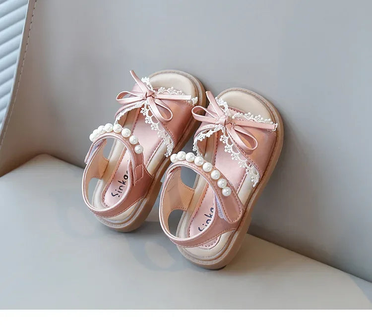 Kids Summer Beach Shoes Bow New Classmate Baby Soft Sole Fashion Girls Sandals Non-slip Princess Shoes Size 25-30