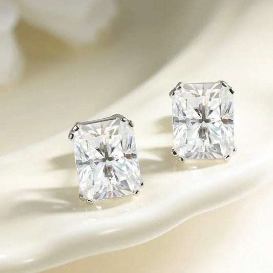 8cttw Emerald Cut D Color Real Moissanite Stud Earrings For Women 100% 925 Sterling Silver Gift Fine Jewelry