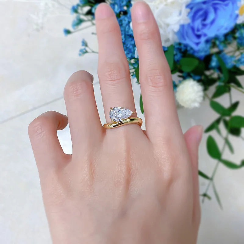 7*11MM 3Carat D Color Water Drop Moissanite Rings 18K Gold 100% 925 Sterling Silver Top Quality For Women Wedding Gifts