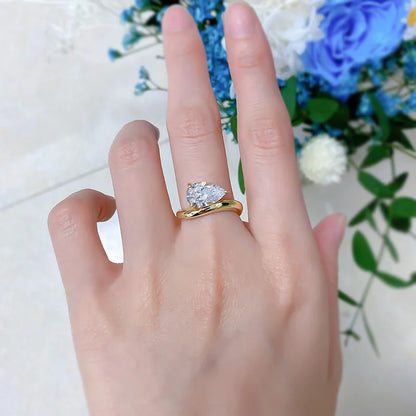 7*11MM 3Carat D Color Water Drop Moissanite Rings 18K Gold 100% 925 Sterling Silver Top Quality For Women Wedding Gifts