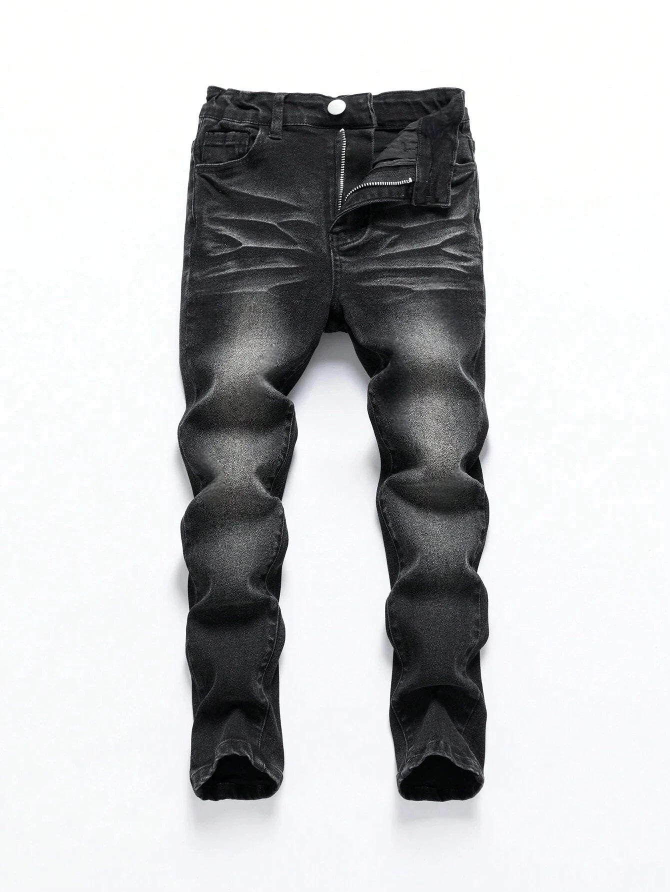 1 Piece of Men's Four-Season Snowflake Washed Fashion Jeans, Stretch Slim Fit Light Gray Dark Black Casual Denim Pants, Normcore and Fashionable, Suitable for Everyday Wear