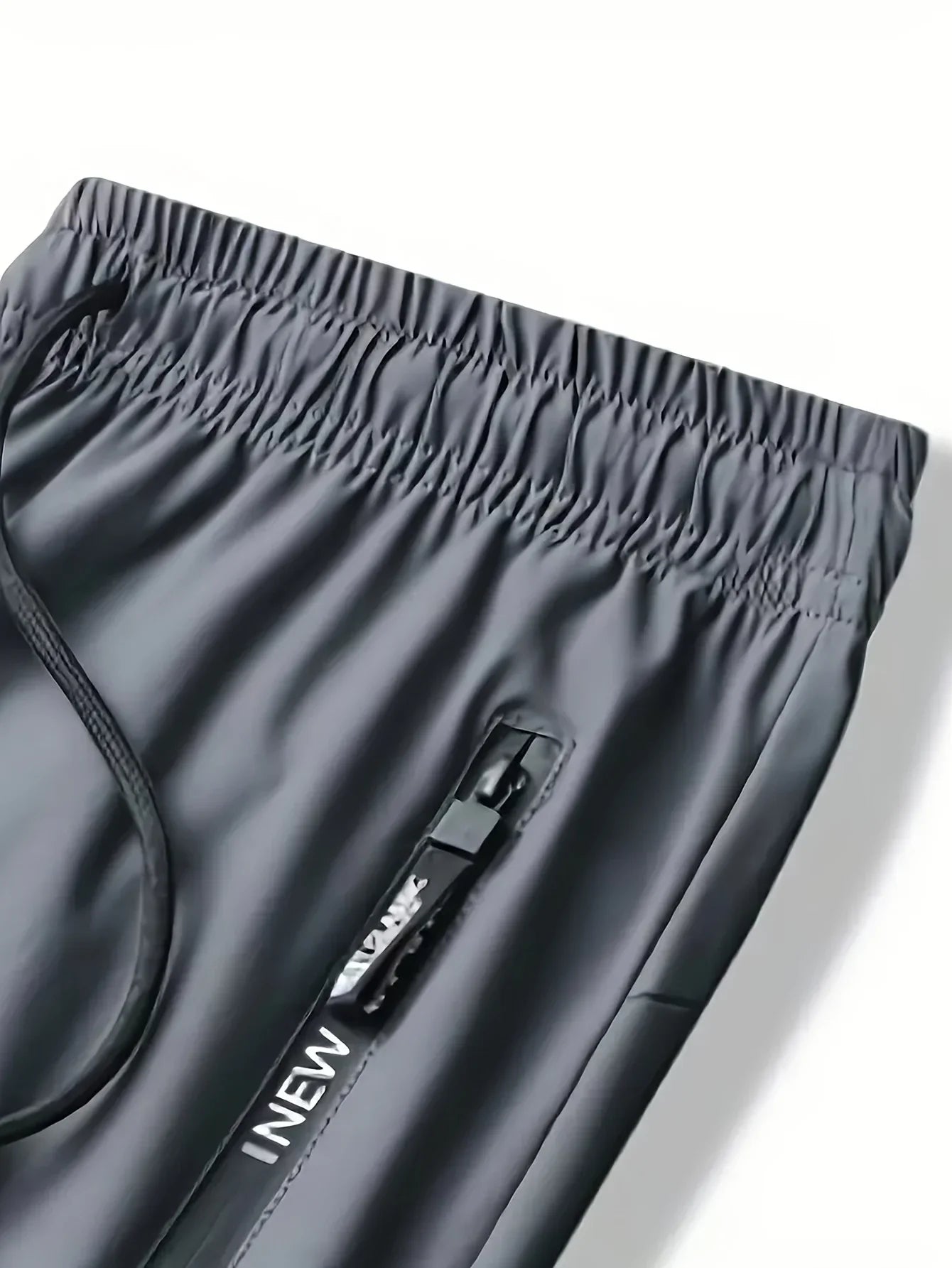 Men's Casual Pants High Elastic Fiber Drawstring Zipper Pocket Quick Dry Sports Pants Baggy Joggers Football Hiking Man Fishing