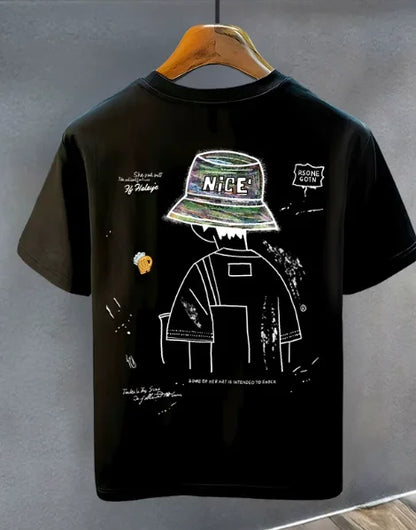 2026 New Short-sleeved T-shirt for Men, Pure Cotton Summer Loose, Simple and Fashionable Printed Top