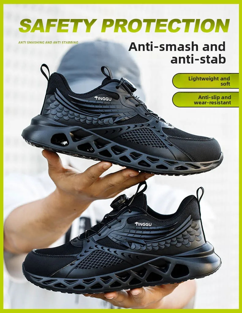 Men's Summer Mesh Labor Protection Shoes Anti-Smashing Wear-Resistant Outdoor Construction Site Protection Work Shoes Anti-Pierc