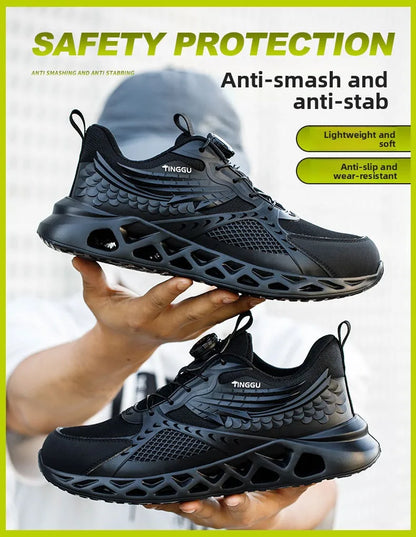 Men's Summer Mesh Labor Protection Shoes Anti-Smashing Wear-Resistant Outdoor Construction Site Protection Work Shoes Anti-Pierc
