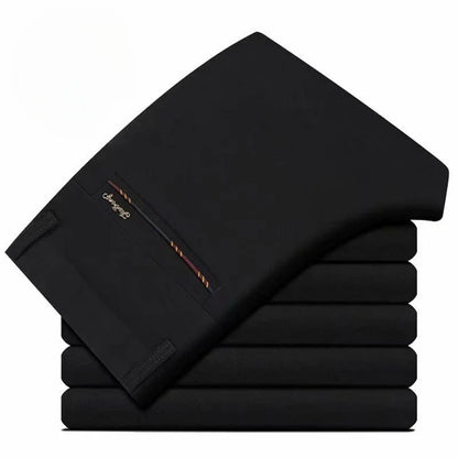 Fashion Men's Dress Pants Black Straight Business Casual Trousers Stretch Non-Ironing Slim Fit Formal Wear Suit Pants for Man